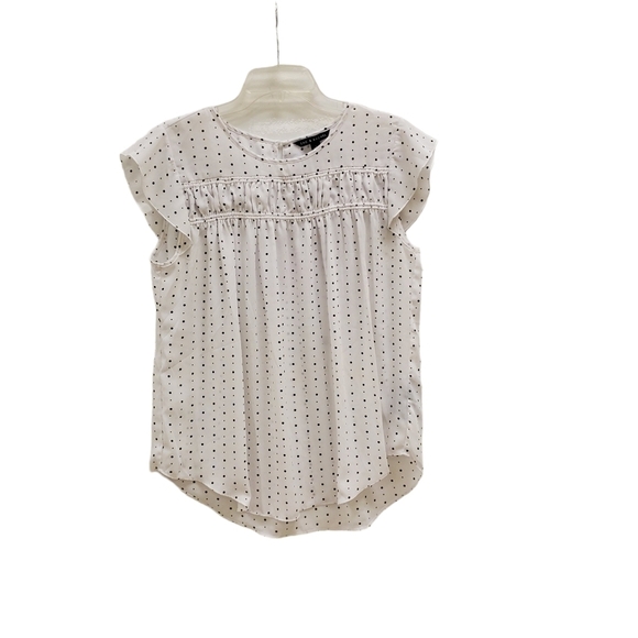 Zac & Rachel Polka Dot Top Blouse Flutter Sleeves Women’s L - Picture 1 of 7